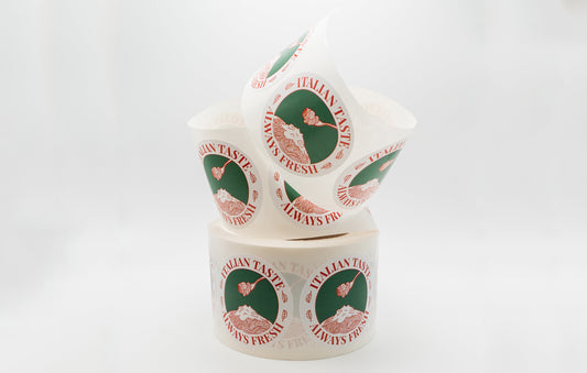 Paper roll label with a semi-gloss finish