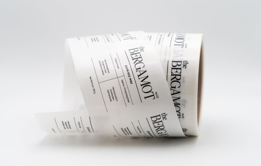 Clear BOPP roll label applied to a bottle