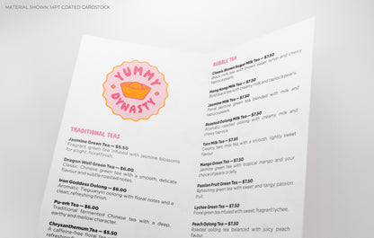 Folded Dine-in Menus