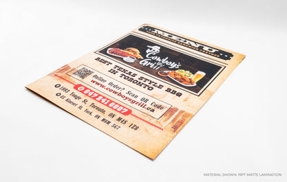 Folded Dine-in Menus