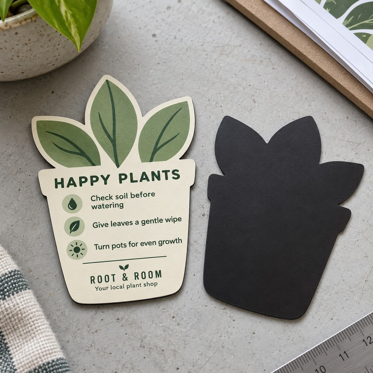 Custom plant pot-shaped fridge magnet front and magnetic back