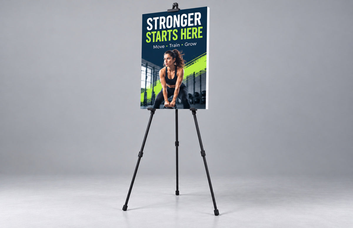 10mm foam board fitness studio sign on an easel