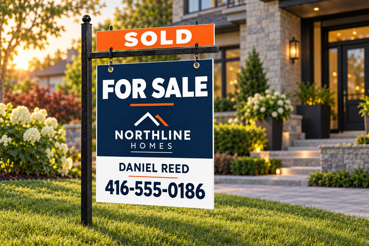 For Sale real estate sign with a Sold rider