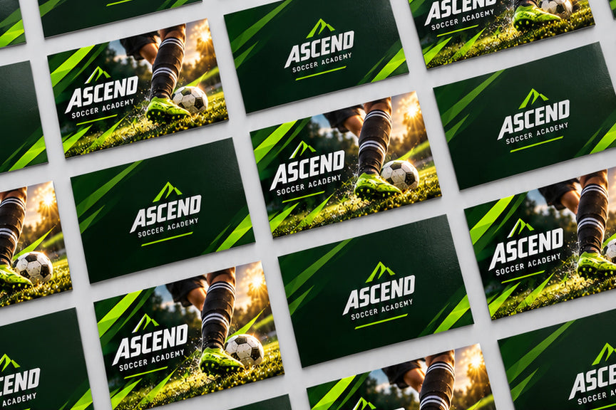 Super Gloss Lamination business cards laid out front and back