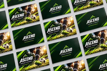 Super Gloss Lamination business cards laid out front and back