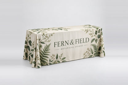Regular 4-sided table cover with a botanical design