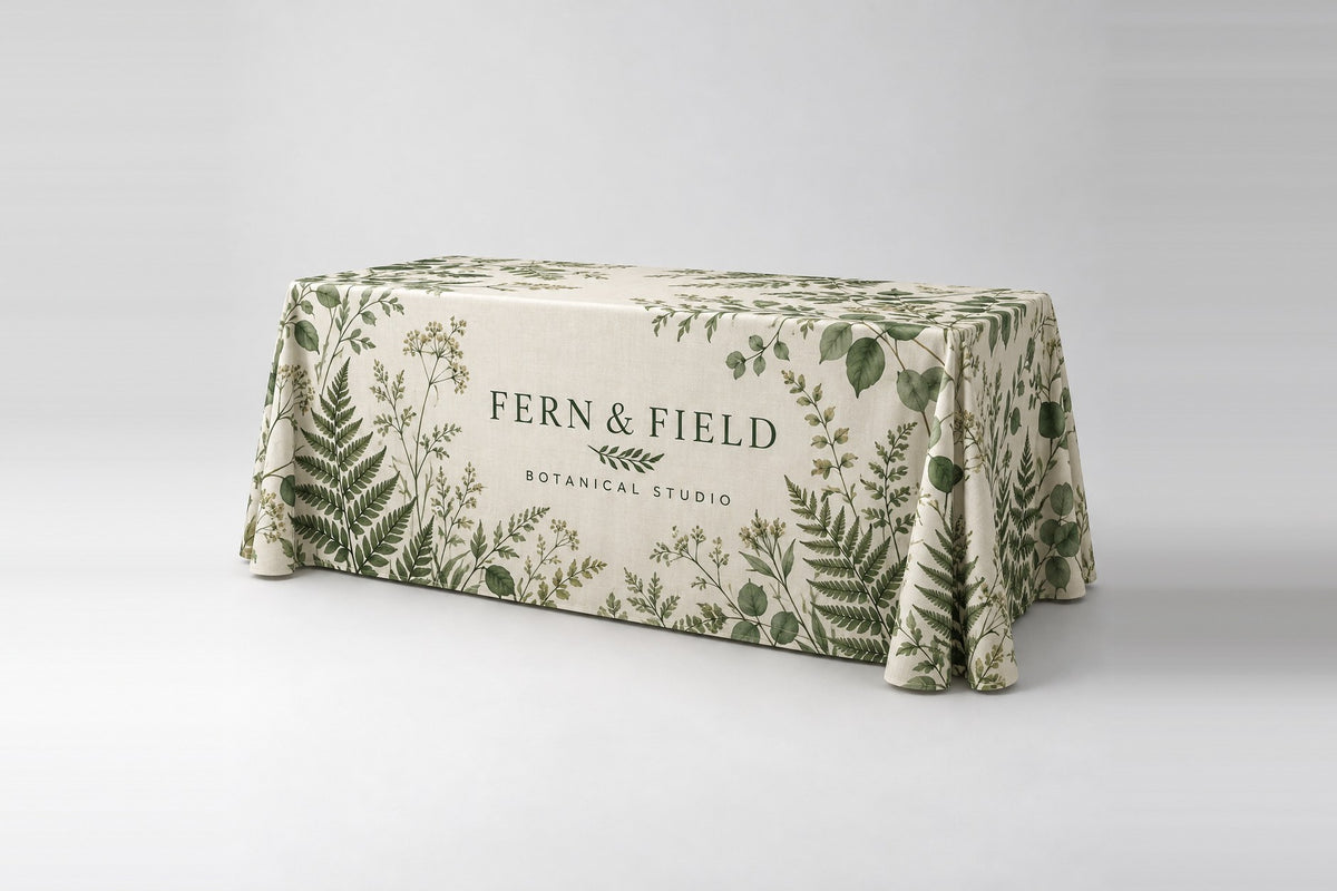 Regular 4-sided table cover draped to the floor