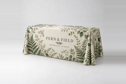 Regular 4-sided table cover draped to the floor