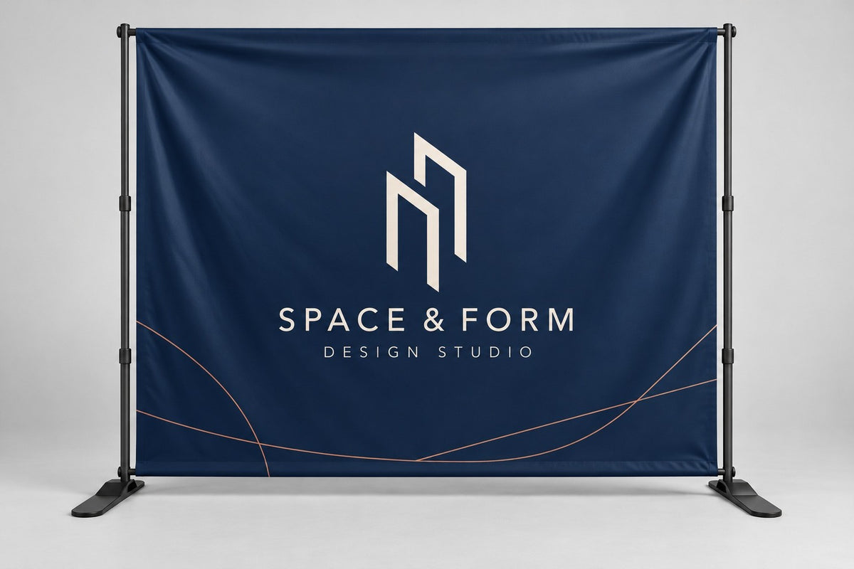 Banner backdrop with a single large logo