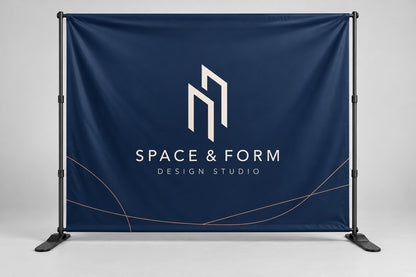 Banner backdrop with a single large logo
