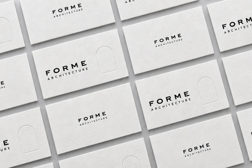 Ultra Thick Cotton business cards laid out front and back