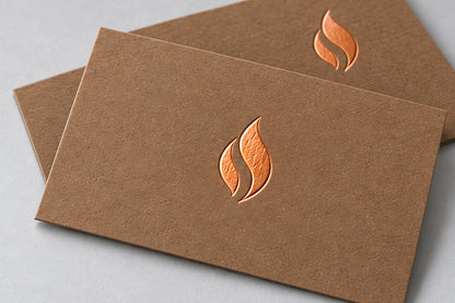 Close-up of Dark Brown Kraft business card finish