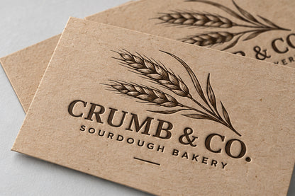Close-up of Light Brown Kraft business card finish