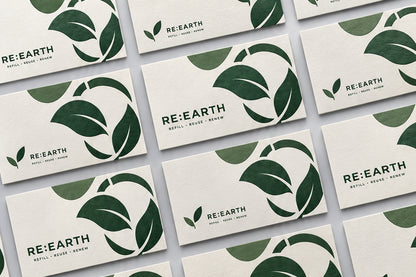 Ultra Thick Uncoated business cards laid out front and back