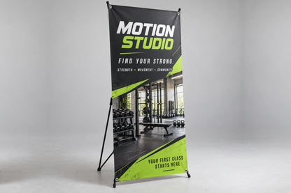 X banner for a fitness studio